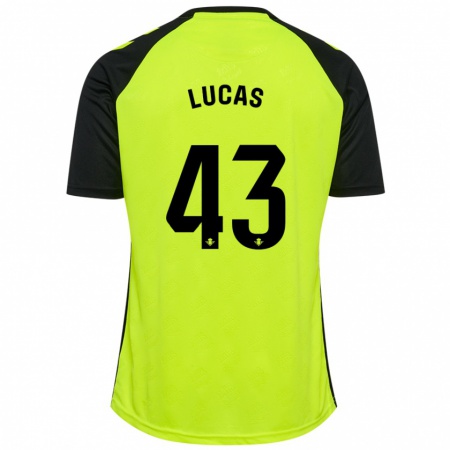 Kandiny Kinder Lucas Alcázar #43 Fluoreszierendes Gelb Schwarz Auswärtstrikot Trikot 2024/25 T-Shirt