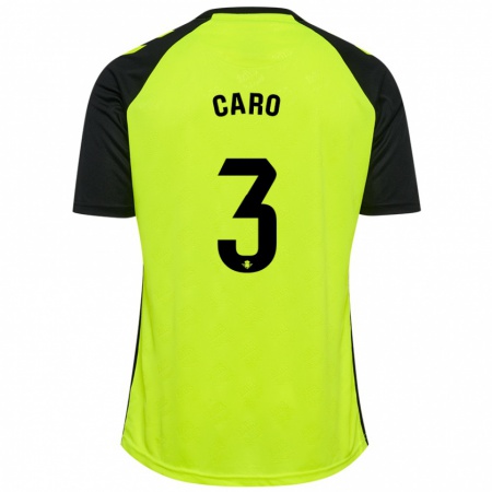 Kandiny Kinder Andrés Caro #3 Fluoreszierendes Gelb Schwarz Auswärtstrikot Trikot 2024/25 T-Shirt