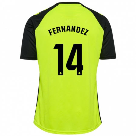 Kandiny Kinder Quique Fernández #14 Fluoreszierendes Gelb Schwarz Auswärtstrikot Trikot 2024/25 T-Shirt