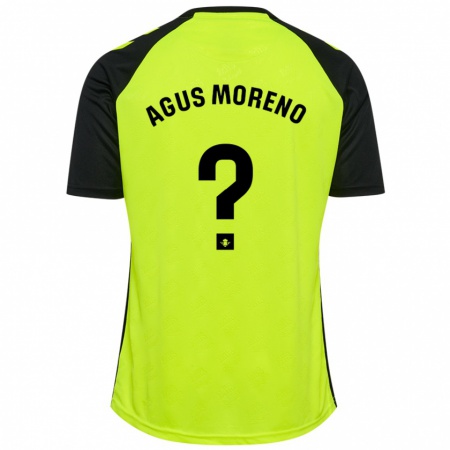 Kandiny Kinder Agus Moreno #0 Fluoreszierendes Gelb Schwarz Auswärtstrikot Trikot 2024/25 T-Shirt