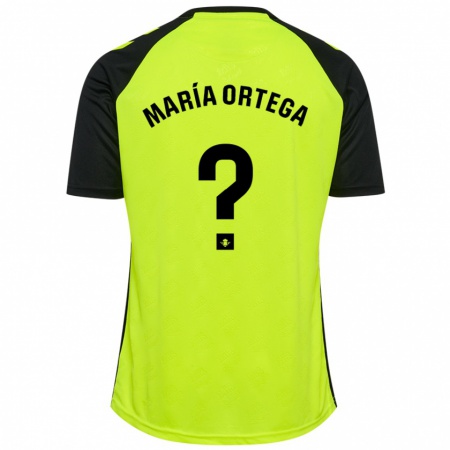 Kandiny Kinder José María Ortega #0 Fluoreszierendes Gelb Schwarz Auswärtstrikot Trikot 2024/25 T-Shirt