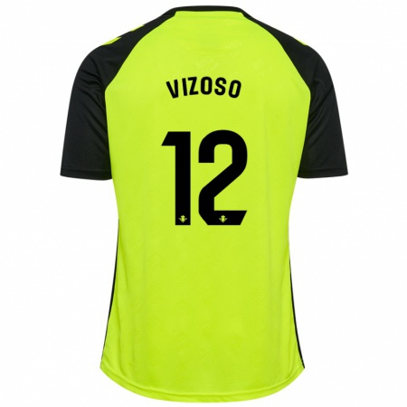 Kandiny Kinder Paula Vizoso Prieto #12 Fluoreszierendes Gelb Schwarz Auswärtstrikot Trikot 2024/25 T-Shirt