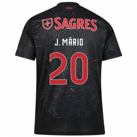 Kandiny Kinder João Mário #20 Schwarz Rot Auswärtstrikot Trikot 2024/25 T-Shirt