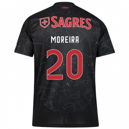 Kandiny Kinder André Moreira #20 Schwarz Rot Auswärtstrikot Trikot 2024/25 T-Shirt