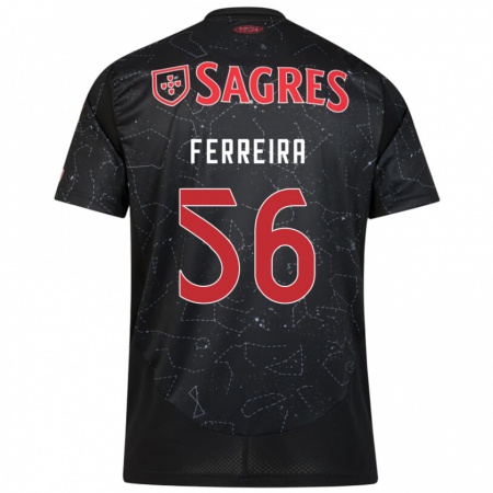 Kandiny Kinder Martim Ferreira #56 Schwarz Rot Auswärtstrikot Trikot 2024/25 T-Shirt