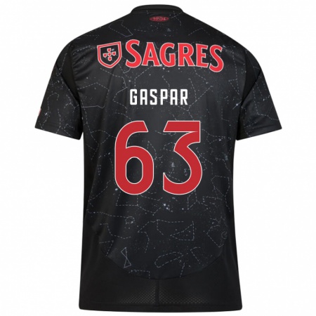 Kandiny Kinder Guilherme Gaspar #63 Schwarz Rot Auswärtstrikot Trikot 2024/25 T-Shirt