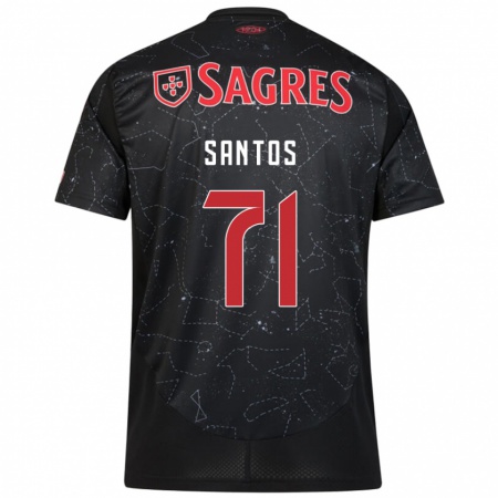 Kandiny Kinder Leandro Santos #71 Schwarz Rot Auswärtstrikot Trikot 2024/25 T-Shirt