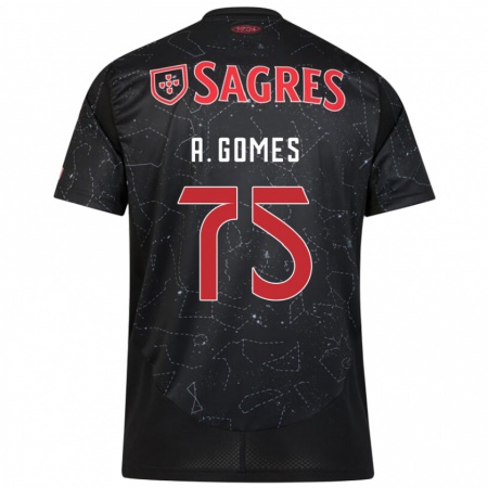 Kandiny Kinder André Gomes #75 Schwarz Rot Auswärtstrikot Trikot 2024/25 T-Shirt