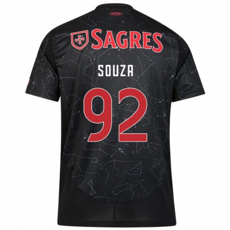 Kandiny Kinder Pedro Souza #92 Schwarz Rot Auswärtstrikot Trikot 2024/25 T-Shirt