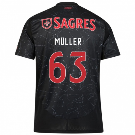 Kandiny Kinder José Müller #63 Schwarz Rot Auswärtstrikot Trikot 2024/25 T-Shirt