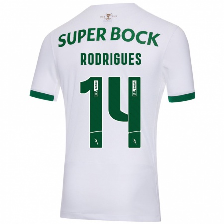 Kandiny Kinder Paulo Rodrigues #14 Weiß Grün Auswärtstrikot Trikot 2024/25 T-Shirt