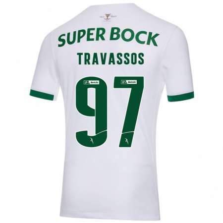 Kandiny Kinder Travassos #97 Weiß Grün Auswärtstrikot Trikot 2024/25 T-Shirt