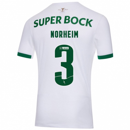 Kandiny Kinder Andrea Norheim #3 Weiß Grün Auswärtstrikot Trikot 2024/25 T-Shirt