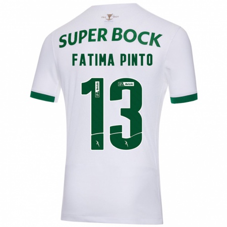 Kandiny Kinder Fátima Alexandra Figueira Pinto #13 Weiß Grün Auswärtstrikot Trikot 2024/25 T-Shirt