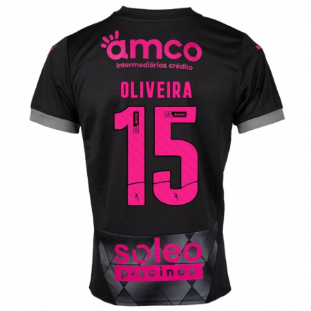 Kandiny Kinder Paulo Oliveira #15 Schwarz Rosa Auswärtstrikot Trikot 2024/25 T-Shirt