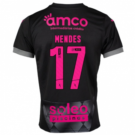 Kandiny Kinder Joe Mendes #17 Schwarz Rosa Auswärtstrikot Trikot 2024/25 T-Shirt