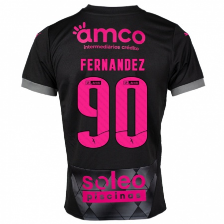 Kandiny Kinder Roberto Fernández #90 Schwarz Rosa Auswärtstrikot Trikot 2024/25 T-Shirt