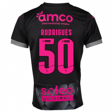 Kandiny Kinder Diego Rodrigues #50 Schwarz Rosa Auswärtstrikot Trikot 2024/25 T-Shirt