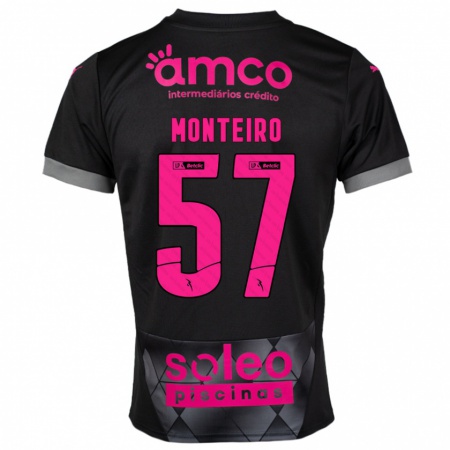 Kandiny Kinder Jordan Monteiro #57 Schwarz Rosa Auswärtstrikot Trikot 2024/25 T-Shirt