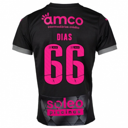 Kandiny Kinder Gonçalo Dias #66 Schwarz Rosa Auswärtstrikot Trikot 2024/25 T-Shirt