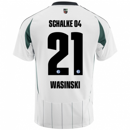 Kandiny Kinder Martin Wasinski #21 Weiß Grün Auswärtstrikot Trikot 2024/25 T-Shirt