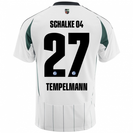 Kandiny Kinder Lino Tempelmann #27 Weiß Grün Auswärtstrikot Trikot 2024/25 T-Shirt