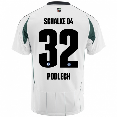 Kandiny Kinder Luca Podlech #32 Weiß Grün Auswärtstrikot Trikot 2024/25 T-Shirt