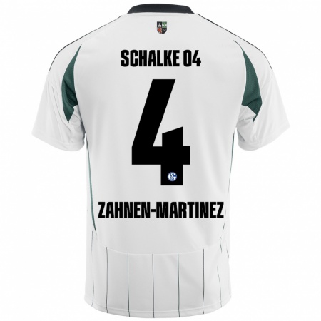 Kandiny Kinder Pablo Zahnen-Martinez #4 Weiß Grün Auswärtstrikot Trikot 2024/25 T-Shirt