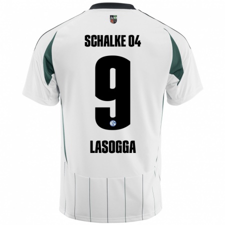 Kandiny Kinder Pierre-Michel Lasogga #9 Weiß Grün Auswärtstrikot Trikot 2024/25 T-Shirt