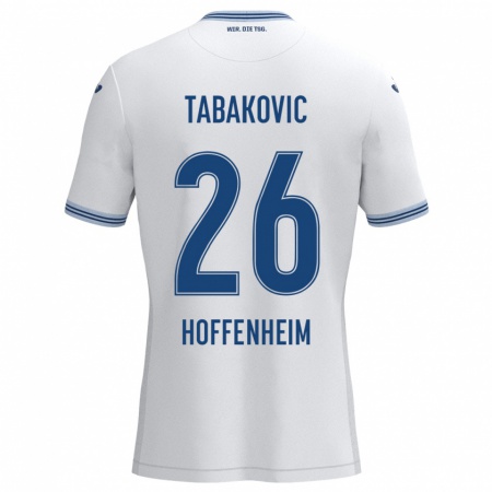 Kandiny Kinder Haris Tabakovic #26 Weiß Blau Auswärtstrikot Trikot 2024/25 T-Shirt