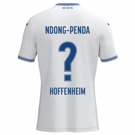 Kandiny Kinder Maxime Ndong-Penda #0 Weiß Blau Auswärtstrikot Trikot 2024/25 T-Shirt