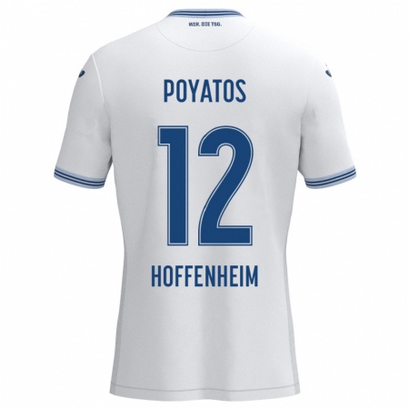 Kandiny Kinder Miguel Poyatos #12 Weiß Blau Auswärtstrikot Trikot 2024/25 T-Shirt