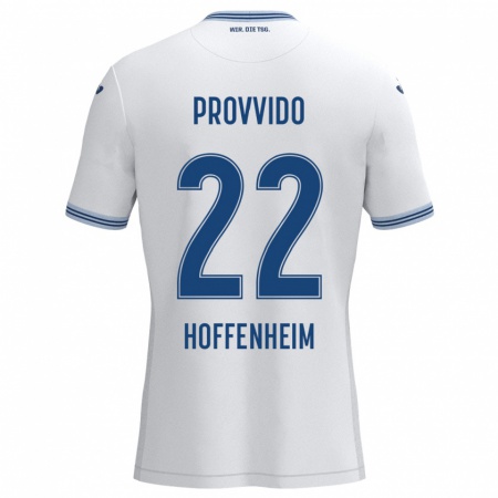 Kandiny Kinder Luca Provvido #22 Weiß Blau Auswärtstrikot Trikot 2024/25 T-Shirt