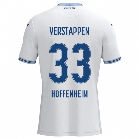 Kandiny Kinder Eric Verstappen #33 Weiß Blau Auswärtstrikot Trikot 2024/25 T-Shirt