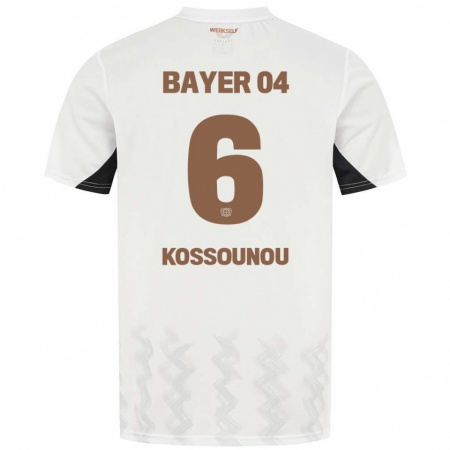 Kandiny Kinder Odilon Kossounou #6 Weiß Schwarz Auswärtstrikot Trikot 2024/25 T-Shirt