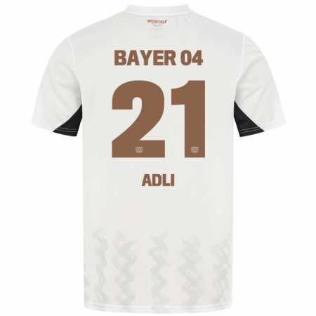 Kandiny Kinder Amine Adli #21 Weiß Schwarz Auswärtstrikot Trikot 2024/25 T-Shirt