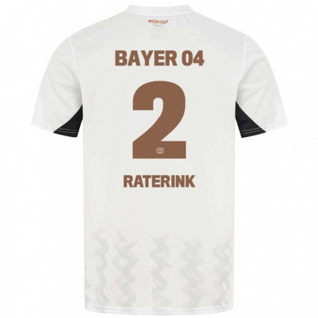 Kandiny Kinder Othniël Raterink #2 Weiß Schwarz Auswärtstrikot Trikot 2024/25 T-Shirt