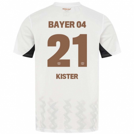 Kandiny Kinder Akim Kister #21 Weiß Schwarz Auswärtstrikot Trikot 2024/25 T-Shirt