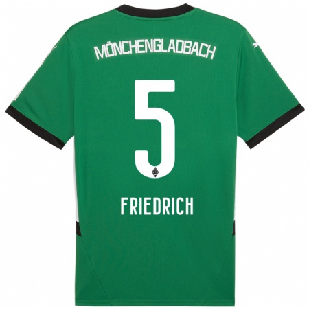 Kandiny Kinder Marvin Friedrich #5 Grün Weiß Auswärtstrikot Trikot 2024/25 T-Shirt