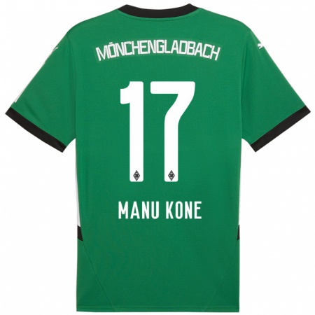 Kandiny Kinder Manu Koné #17 Grün Weiß Auswärtstrikot Trikot 2024/25 T-Shirt