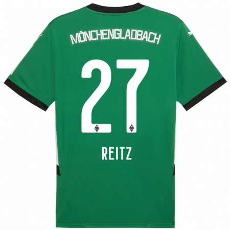 Kandiny Kinder Rocco Reitz #27 Grün Weiß Auswärtstrikot Trikot 2024/25 T-Shirt