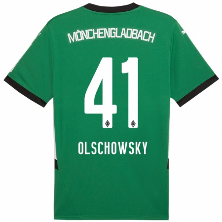 Kandiny Kinder Jan Olschowsky #41 Grün Weiß Auswärtstrikot Trikot 2024/25 T-Shirt