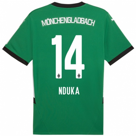 Kandiny Kinder Michael Nduka #14 Grün Weiß Auswärtstrikot Trikot 2024/25 T-Shirt