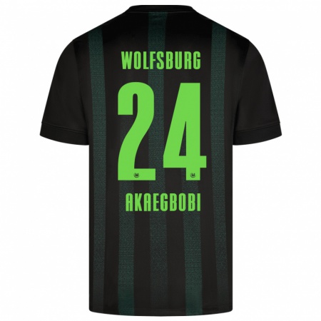 Kandiny Kinder Jonathan Akaegbobi #24 Dunkelgrün Auswärtstrikot Trikot 2024/25 T-Shirt