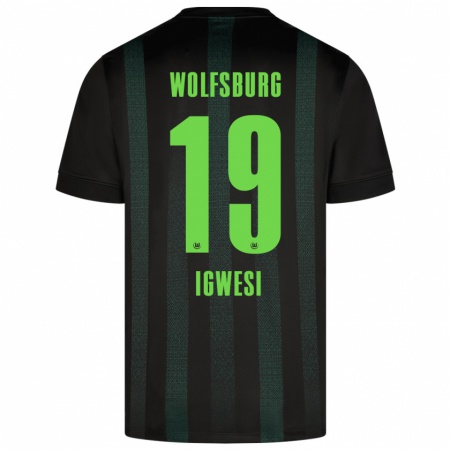 Kandiny Kinder Tyrese Igwesi #19 Dunkelgrün Auswärtstrikot Trikot 2024/25 T-Shirt