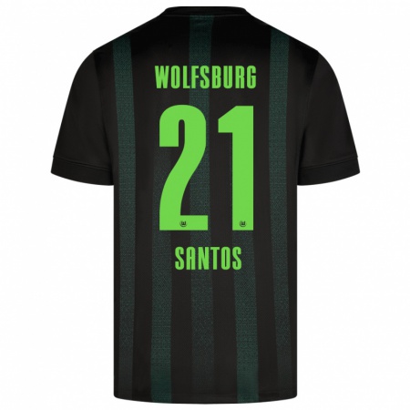 Kandiny Kinder Leonardo Santos #21 Dunkelgrün Auswärtstrikot Trikot 2024/25 T-Shirt