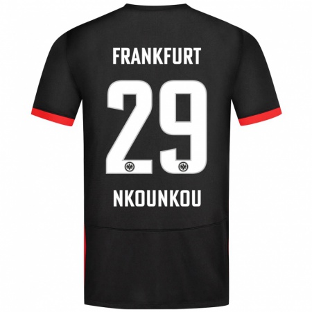 Kandiny Kinder Niels Nkounkou #29 Schwarz Auswärtstrikot Trikot 2024/25 T-Shirt