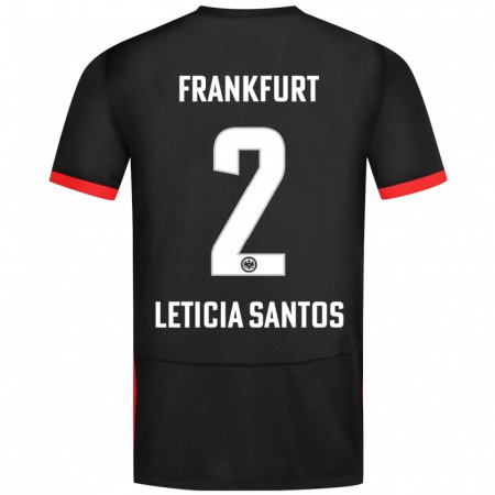 Kandiny Kinder Letícia Santos De Oliveira #2 Schwarz Auswärtstrikot Trikot 2024/25 T-Shirt