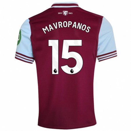 Kandiny Herren Konstantinos Mavropanos #15 Dunkelrot Heimtrikot Trikot 2024/25 T-Shirt