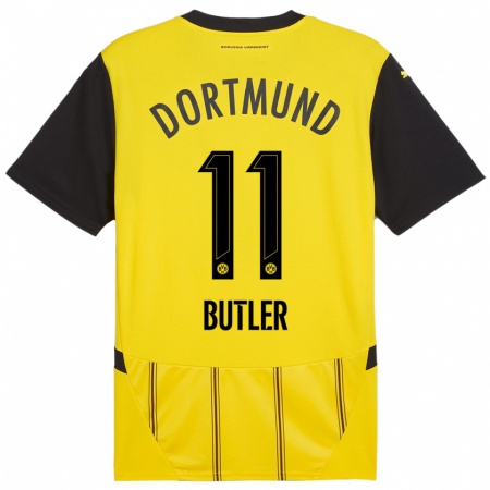 Kandiny Herren Justin Butler #11 Gelb Schwarz Heimtrikot Trikot 2024/25 T-Shirt